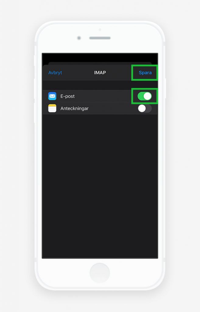 E-postkonto iOS iPhone/iPad - Tillagd