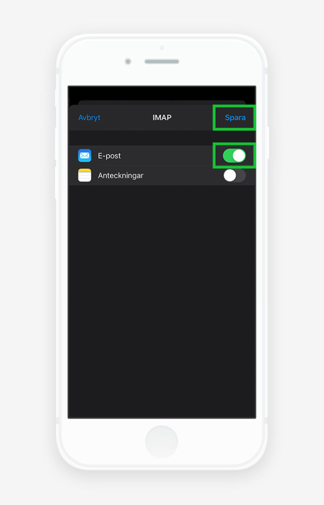 E-postkonto iOS iPhone/iPad - Tillagd